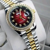 RLX 1105 Golden silver Chain Stone and Red stone dial
