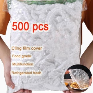 500 Pcs Disposable Food Cover Plastic Wrap Elastic Food