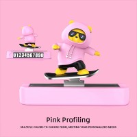 Pink Cute Skateboard Bear With Magnetic Parking Phone Number Plate