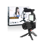 Previous Next Vlogging Kit-01LM With Light, Table Tripod Stand, Microphone & Phone Holder
