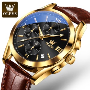 OLEVS Mens Luxury Watch Black Dial