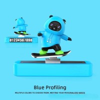 Ice Blue  Cute Skateboard Bear With Magnetic Parking Phone Number Plate